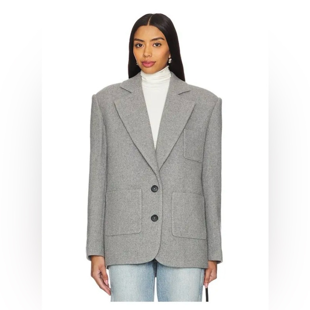 NWT EAVES (Revolve) Shai Manteco Wool Blazer in Light Grey, Size Small - Picture 2 of 11